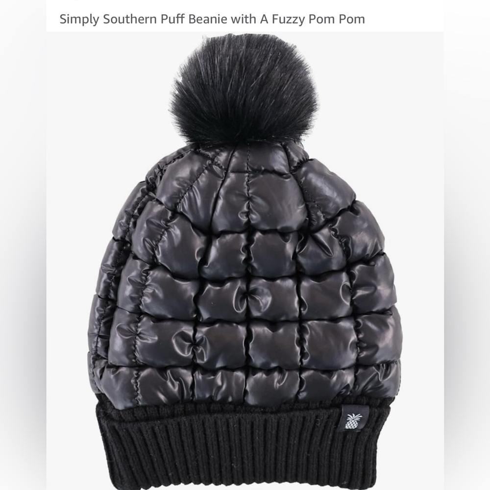 Simply Southern Puff Beanie with fuzzy Pom Pom